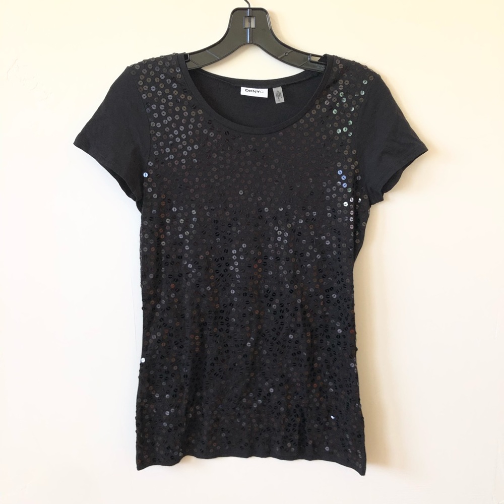 Dknyc Basic Black Sequin Tee Nwot - image 2